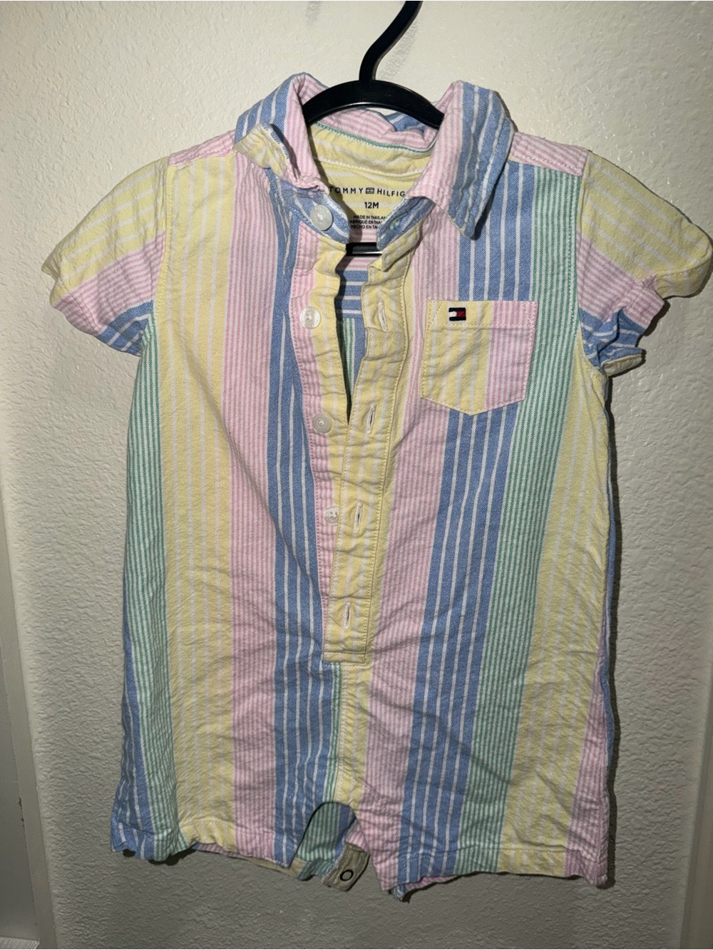 Tommy Hilfiger Pastel Stripe Baby Short-Sleeve Romper